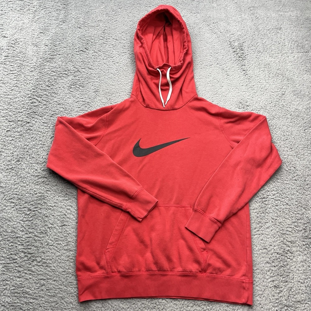 Nike Off-Center Swoosh Hoodie Womens XL Red Pullover Athleisure Streetwear